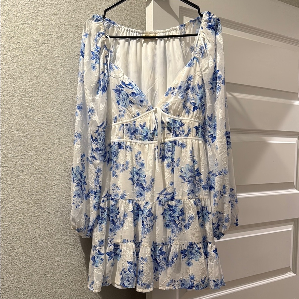 Floral Blue and White Dress